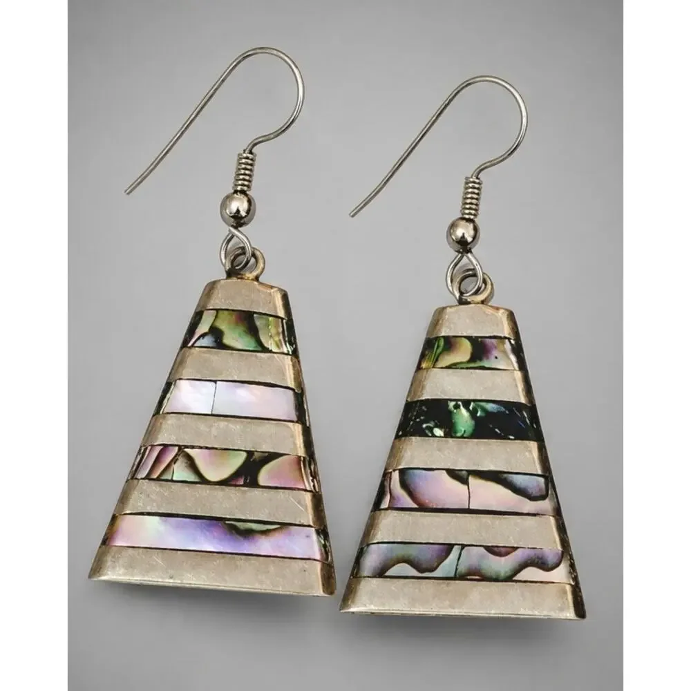 Vintage Mother‎ of Pearl Long Dangle Earrings 2